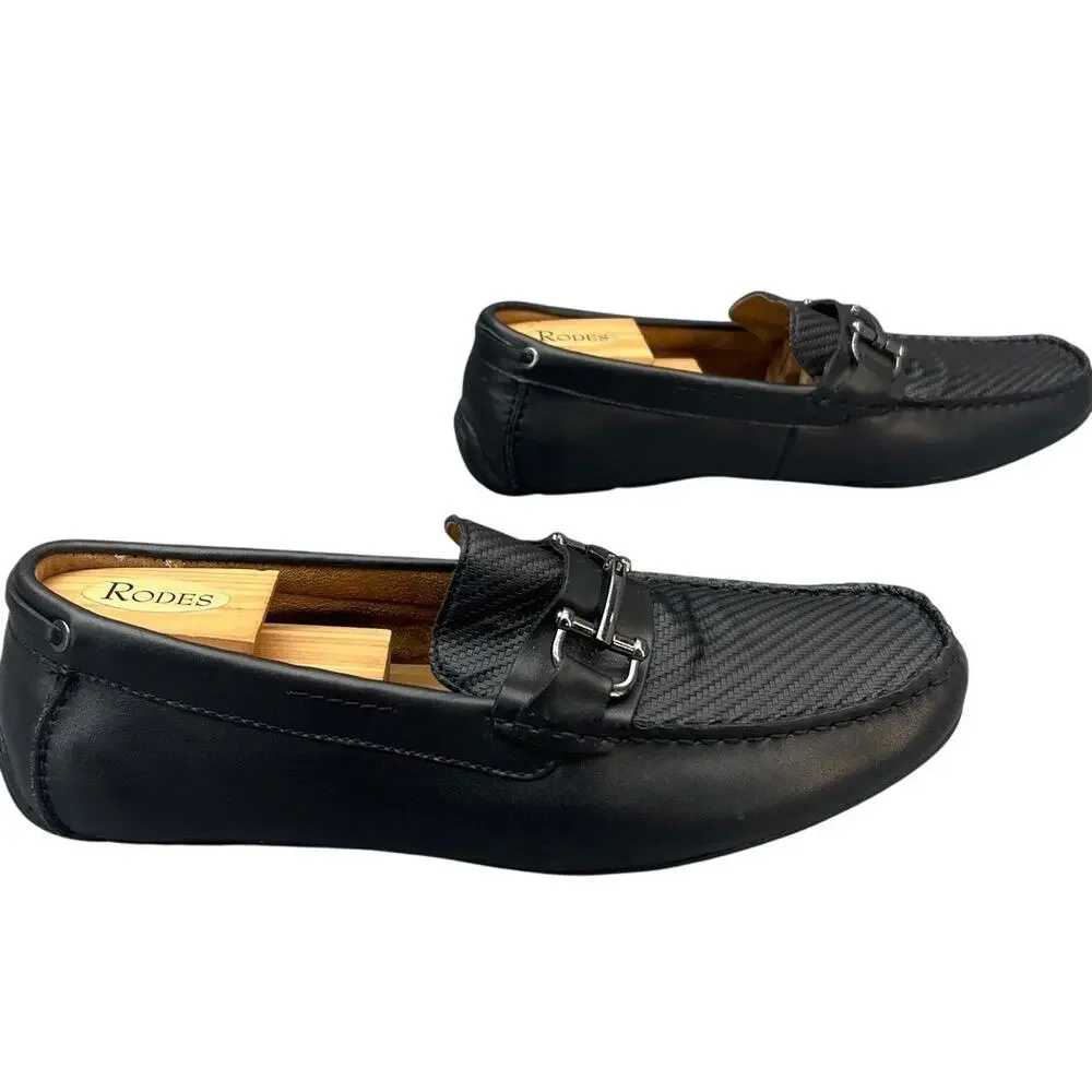 Alfani Len Black Leather Horse Bit Casual Slip On Comfort Driving Loafer Men 11